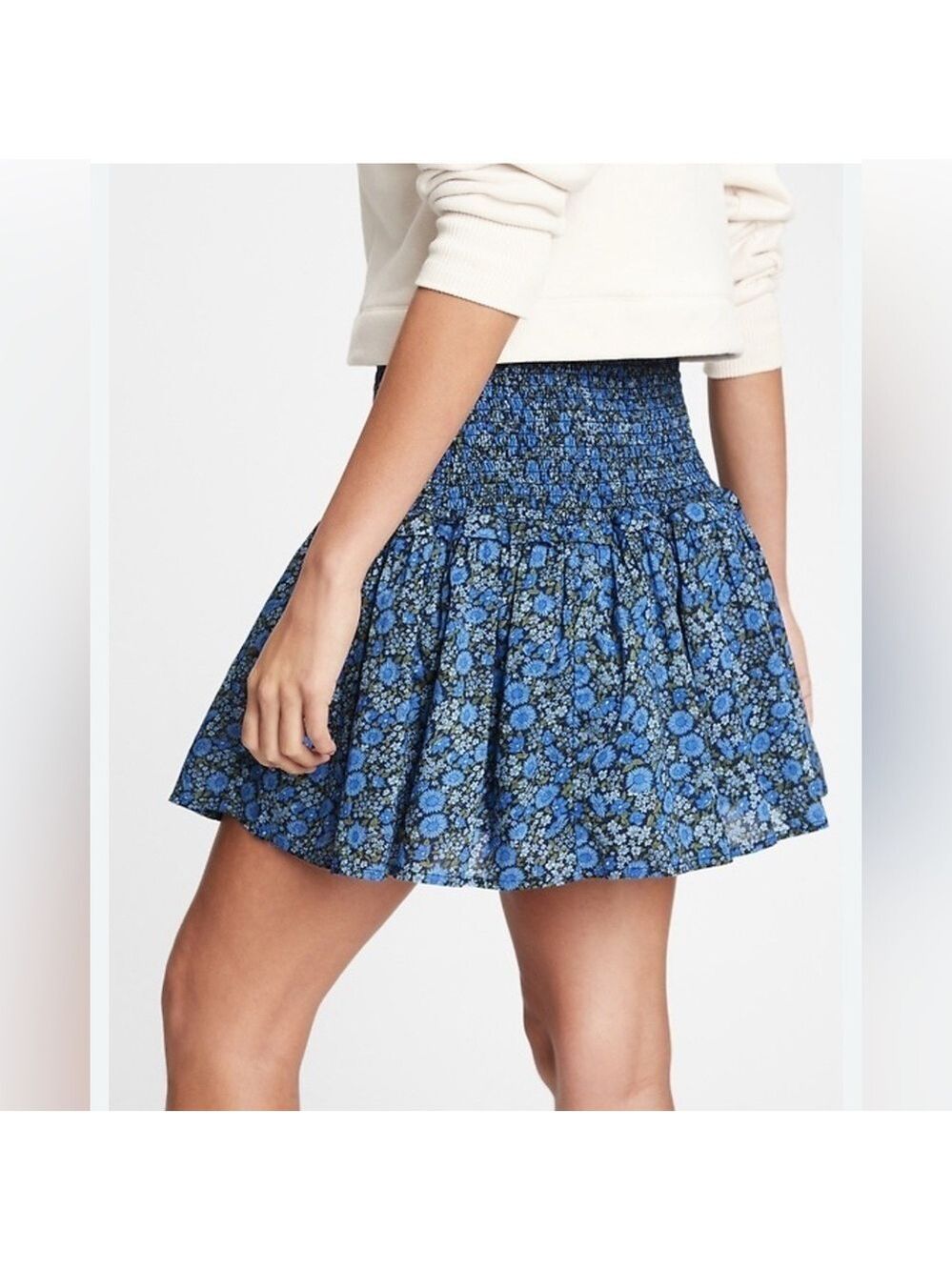 GAP MINI FLORAL RUCHED WAIST TIERED MINI SKIRT, W/POCKETS, PULL ON, LINED SZ XL